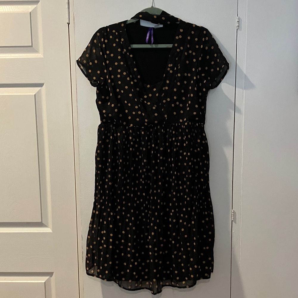 Seraphine Polka dotted Black Maternity Dress.